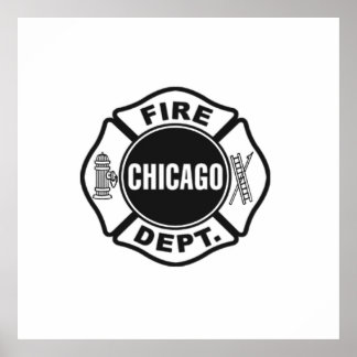 Chicago Fire Dept Black Logotyp Poster