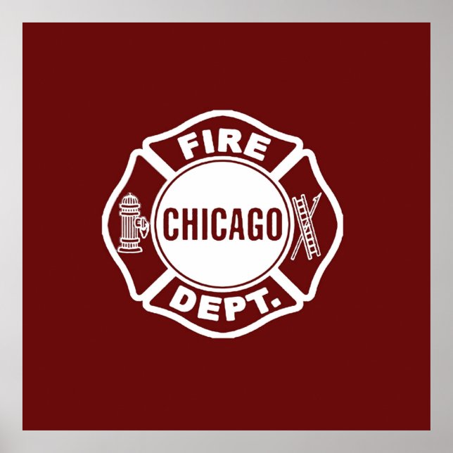 Chicago Fire Dept White Logotyp Poster (Framsidan)