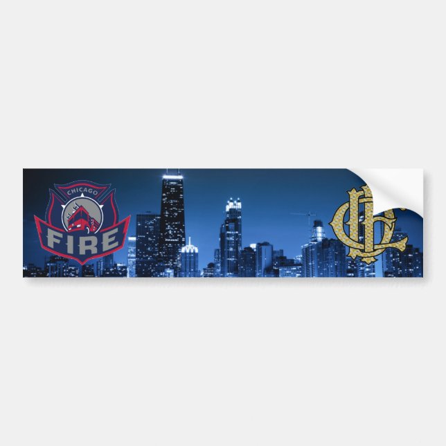 Chicago Fire With Skyline Bildekal (Framsidan)