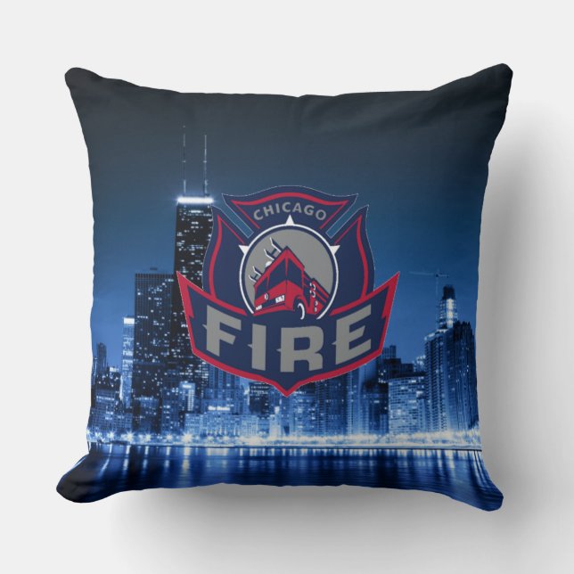 Chicago Fire With Skyline Kudde (Framsida)