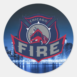 Chicago Fire With Skyline Runt Klistermärke