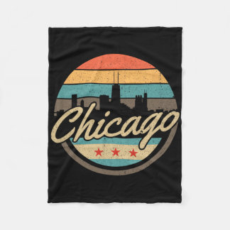 Chicago Flag Skyline Vintage Illinois Usa Souvenir Fleecefilt