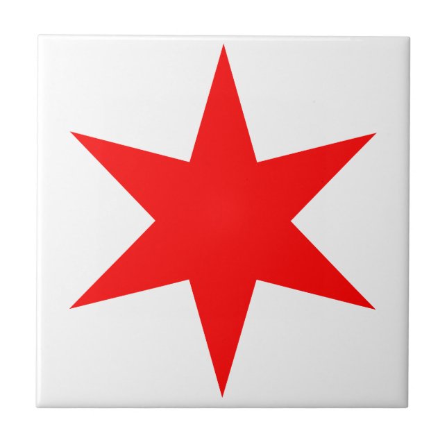 Chicago Flagga 6-PoWN Star Kakelplatta (Framsidan)