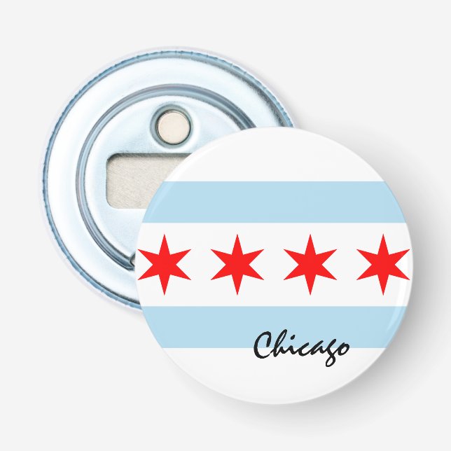 Chicago Flagga, City & Illinois State USA/sport Flasköppnare (Framsidan)