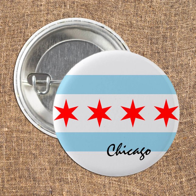 Chicago Flagga, City & Illinois State USA/sport Knapp (Skapare uppladdad)