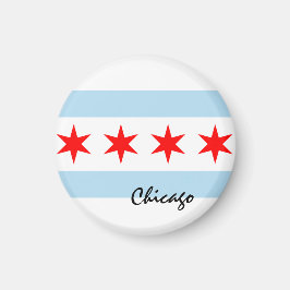 Chicago Flagga, City & Illinois State USA/sport Magnet