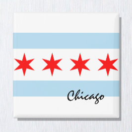 Chicago Flagga, City & Illinois State USA/sport Magnet