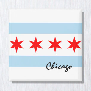Chicago Flagga, City & Illinois State USA/sport Magnet