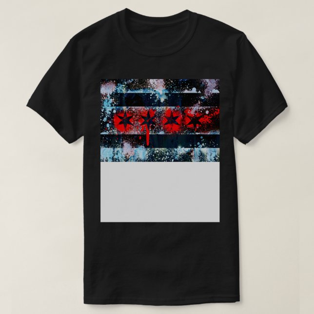 Chicago Flagga Graffiti Spray Paint T Shirt (Design framsida)
