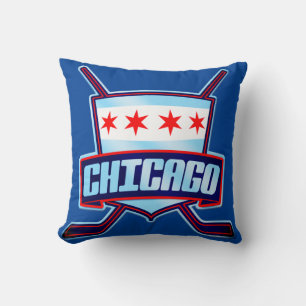 Chicago Flagga Hockey Logotyp Namn och nummer Kudde