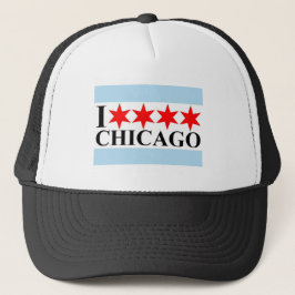 Chicago Flagga - I Kärlek Chicago Truckerkeps