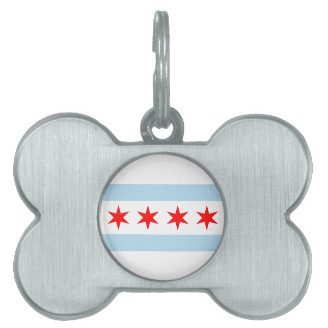 Chicago Flagga ID-bricka Husdjur (Framsidan)
