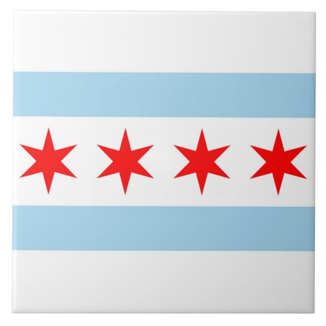 Chicago Flagga Illinois State Tile Kakelplatta (Framsidan)