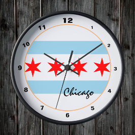 Chicago Flagga & Illinois trendig mode /design USA Rund Klocka