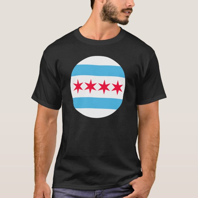 Chicago Flagga Inspired Retro City Pride Design T Shirt (Framsida)