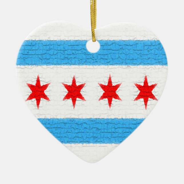 Chicago flagga julgransprydnad keramik (Framsidan)
