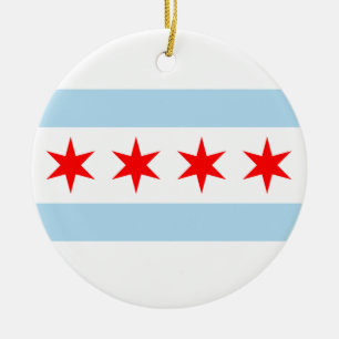 Chicago flagga julgransprydnad keramik