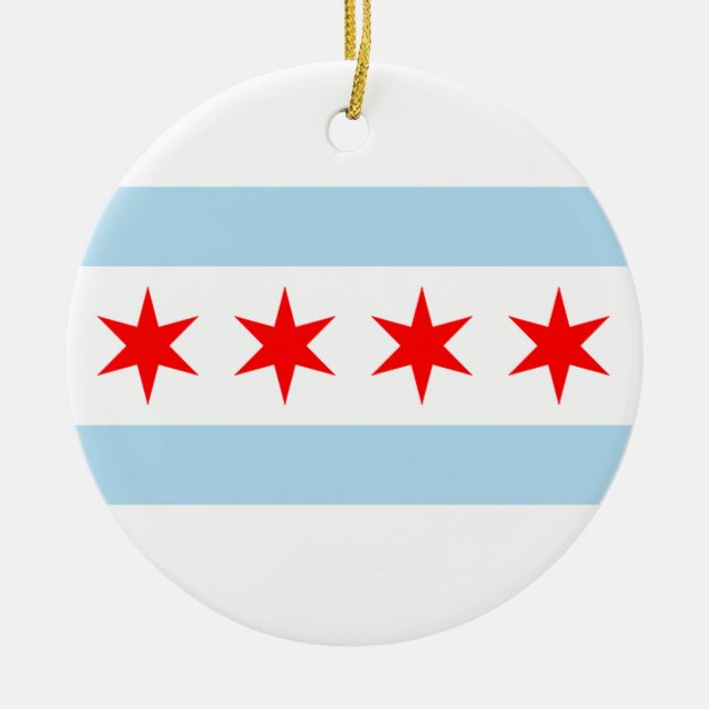 Chicago flagga julgransprydnad keramik (Framsidan)