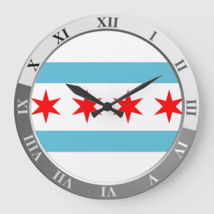 Chicago flagga Large Clock Stor Klocka