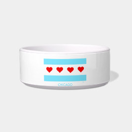 Chicago Flagga med Hearts Pet Bowl