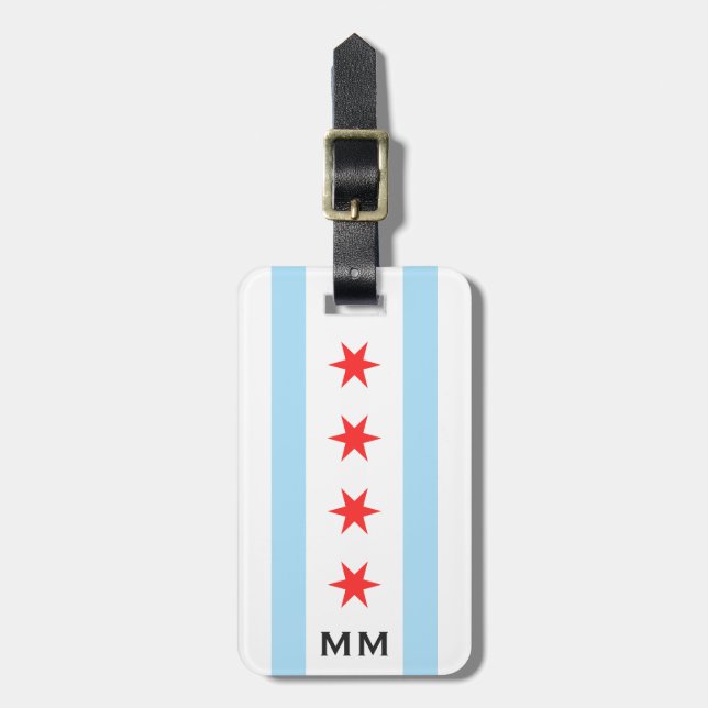 Chicago flagga och monogram bagagebricka (Vertikal Framsida)