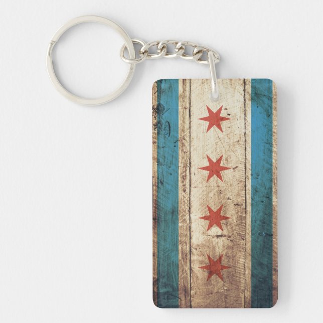 Chicago flagga på gammalt Wood korn (Framsidan)
