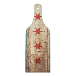 Chicago flagga på gammalt Wood korn