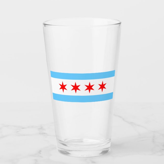 Chicago Flagga Pint Glass Glaskopp (Framsida)