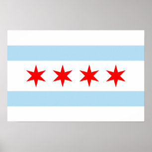 Chicago Flagga Print Poster
