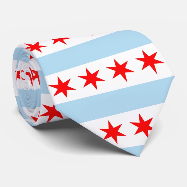 Chicago Flagga Rand och Stars Mönster Slips (Rullad)