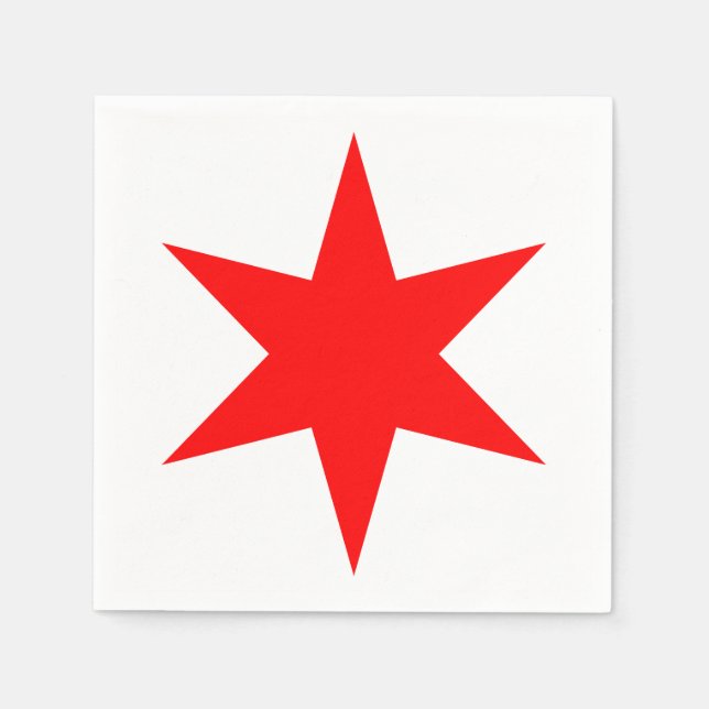 Chicago Flagga Red 6-PoWN Star Pappersservett (Framsidan)