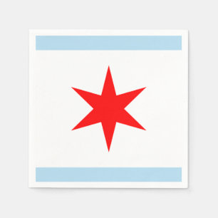Chicago Flagga Red Star Blue Rand City of Chicago Pappersservett