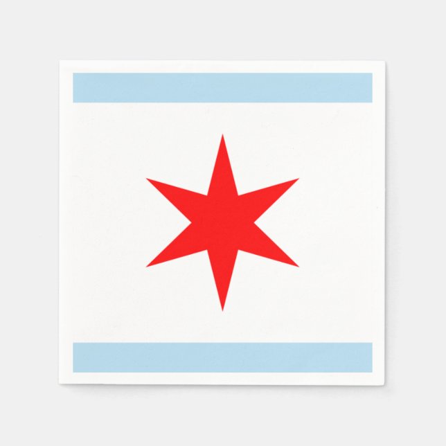 Chicago Flagga Red Star Blue Rand City of Chicago Pappersservett (Framsidan)
