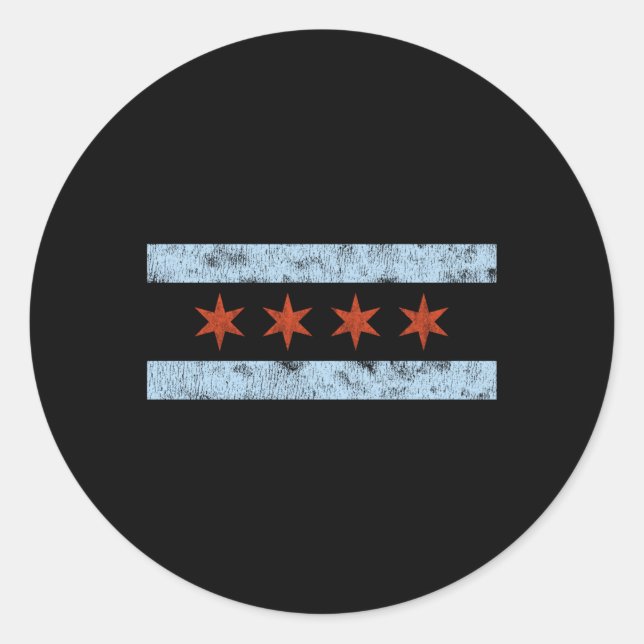 Chicago Flagga Runt Klistermärke (Framsida)