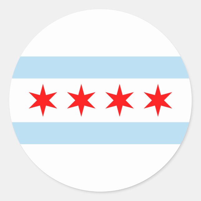 Chicago Flagga Runt Klistermärke (Framsida)