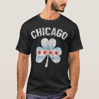Chicago Flagga Shamrock Klöver Irish Pride St Patr T Shirt