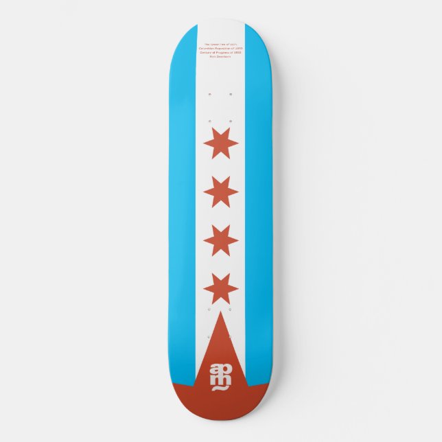 Chicago flagga skateboard bräda 21,5 cm (Framsida)
