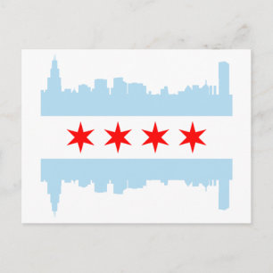 Chicago Flagga Skyline Vykort