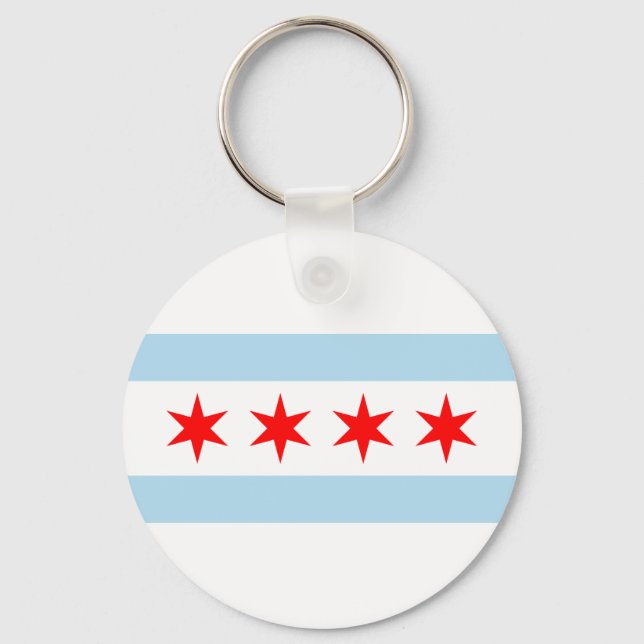 Chicago Flagga Souvenir Nyckelring (Framsida)