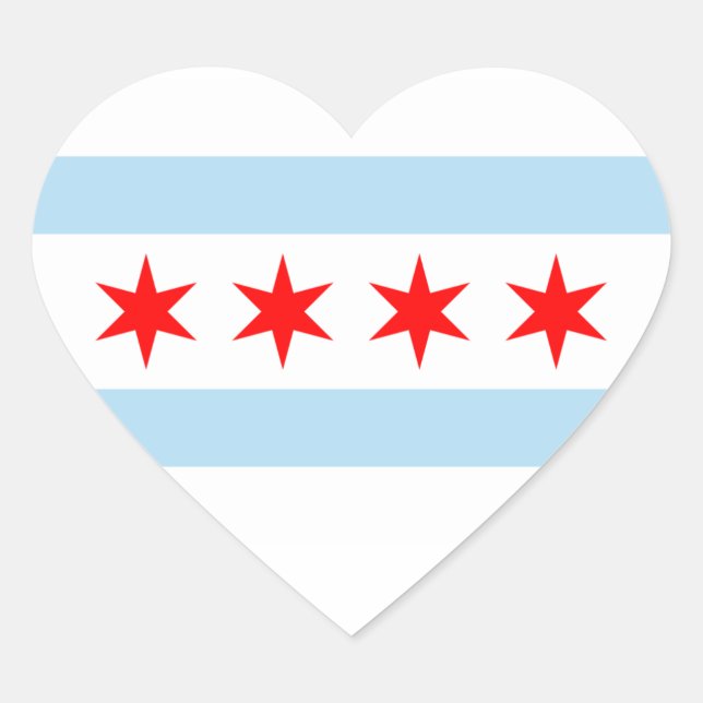 Chicago Flagga Sticker Hjärtformat Klistermärke (Framsida)