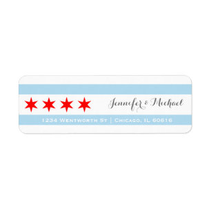 Chicago Flagga Template Red Star Blå Rand Returadress Etikett