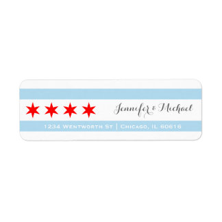 Chicago Flagga Template | Red Star | Blå Rand Returadress Etikett