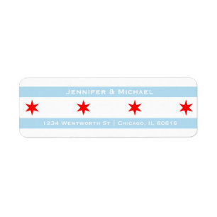 Chicago Flagga Template Röda stjärnor Blå Rand Returadress Etikett