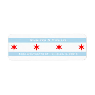 Chicago Flagga Template | Röda stjärnor | Blå Rand Returadress Etikett