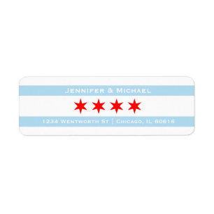 Chicago Flagga Template Röda stjärnor Blå Rand Returadress Etikett