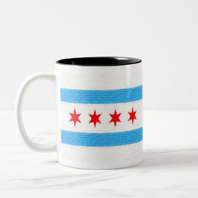 Chicago flagga Två-Tonad mugg (Vänster)