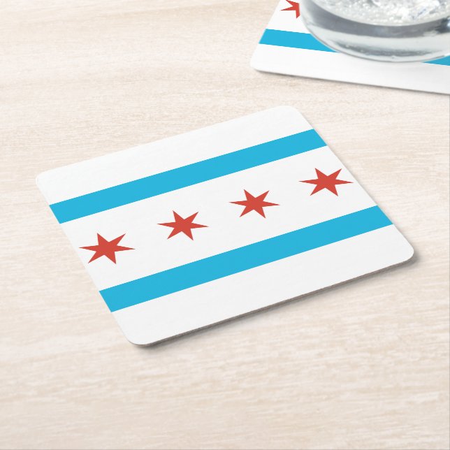 Chicago flagga underlägg papper kvadrat (Vinklad)