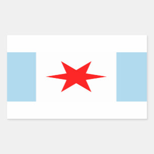 Chicago flaggastjärna och randklistermärkear rektangulärt klistermärke