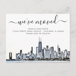 Chicago Flytta Announcement Postcard Meddelande Vykort