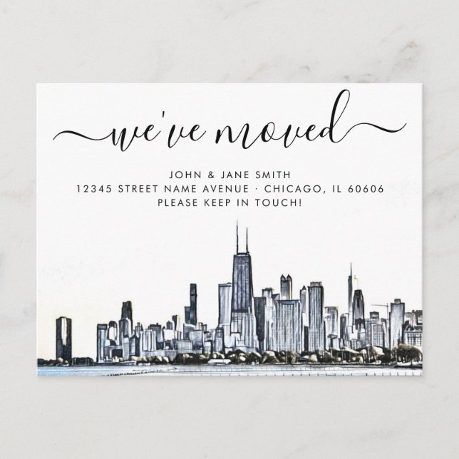 Chicago Flytta Announcement Postcard Meddelande Vykort (Framsida)